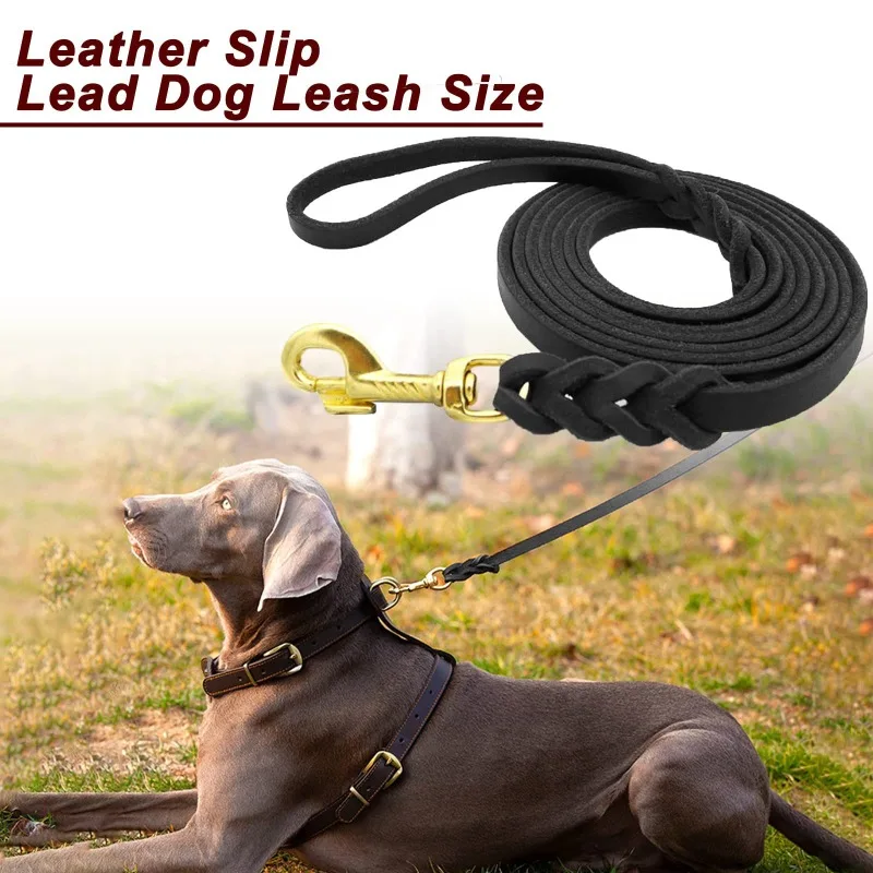 Genuine Leather Dog Leash Dogs Long Leashes Braided Pet Walking Training Leads Brown Black Colors for Medium Large