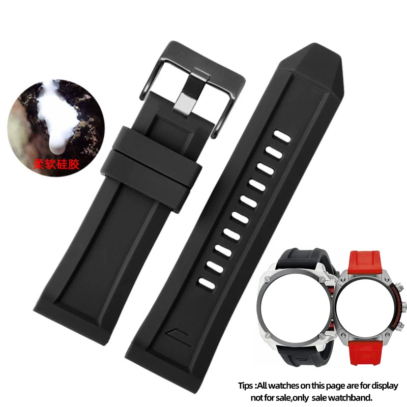 Silicone Watch Band For Diesel DZ4318/4323/4283/4476 Watch Strap Pin Buckle Plain Joint Matte 24mm 26mm 28mm Black Red