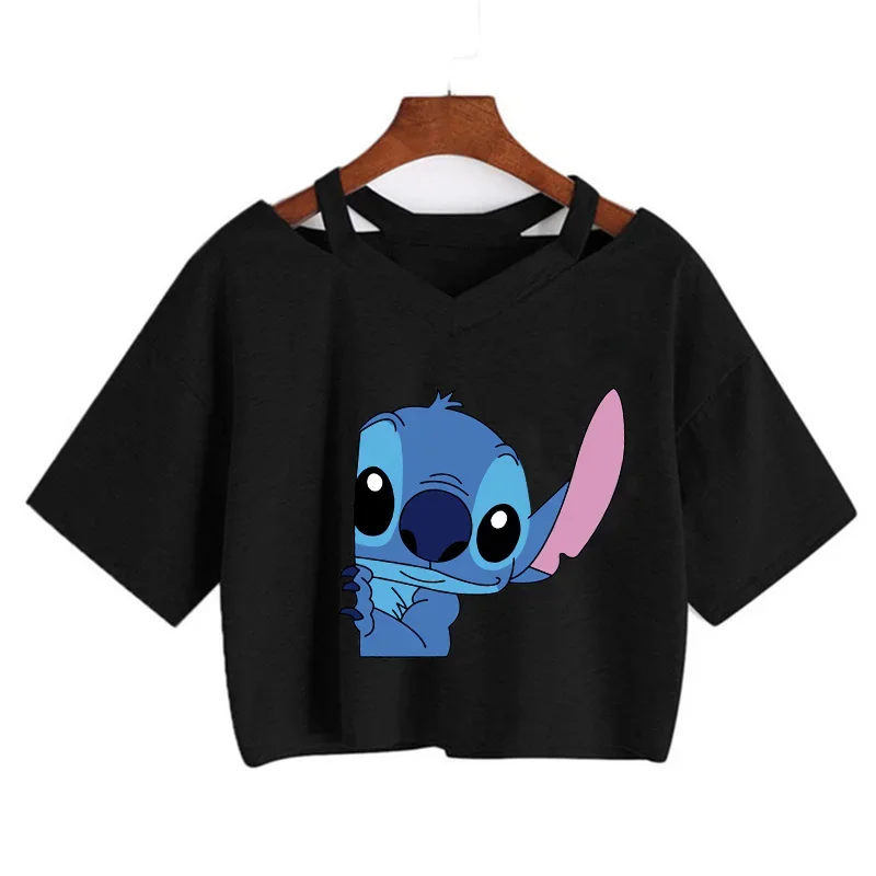 Y2k  Kawaii stitch Funny Cartoon T Shirt Women Manga T-shirt Graphic Tshirt Streetwear Crop Top Tees Female Gothic