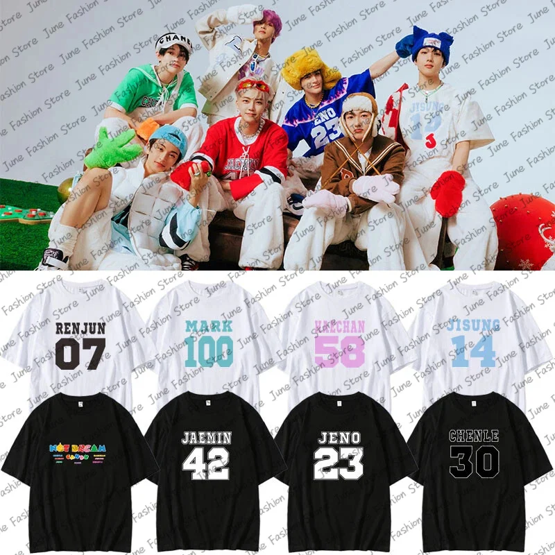 

Корейские футболки Kpop NCT с узором мечты для женщин, повседневные футболки с круглым вырезом и короткими рукавами, футболки для фанатов, памятное издание, топ Y2K