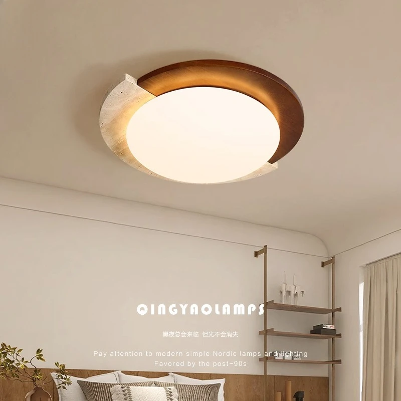 

Креативные потолочные светильники из пещерного камня, деревянные акриловые ваби-саби, желтые травертиновые потолочные светильники, столовая, гостиная, спальня, кухня