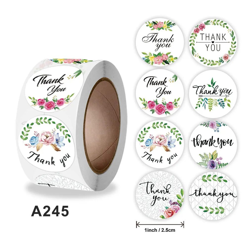 500pcs Gift Order Sealing Sticker Labels With Thank You Love For Hand Make Business Take Out Food Xmas 2024 New Year Decoration