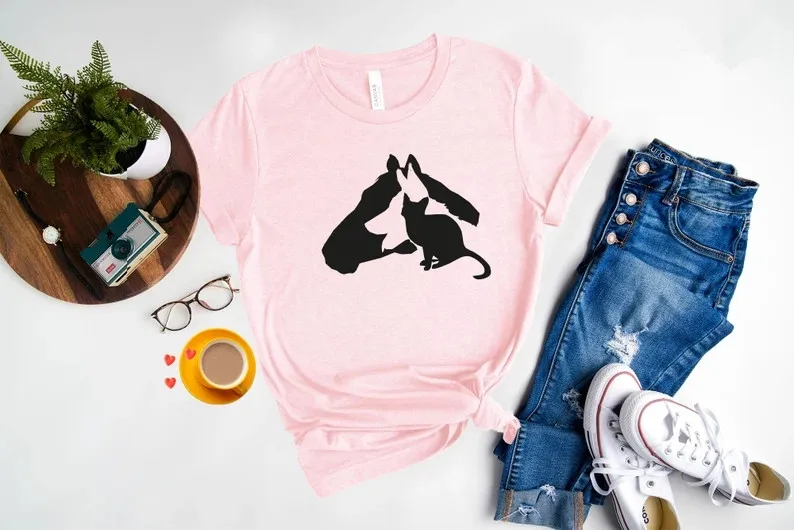 

Cat Dog Horse Shirt Love Lovers Owner Women Cat Lover 100% Cotton Short Sleeve Top Tees O Neck Streetwear harajuku Drop Shipping