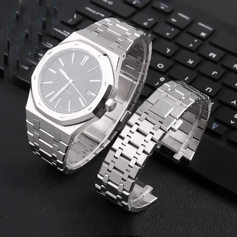 904 Solid Stainless Steel Watchband For AP 15400 15703 AP ROYAL OAK Audemars Piguet Royal Oak Watch Strap 21mm 26mm Men Bracelet