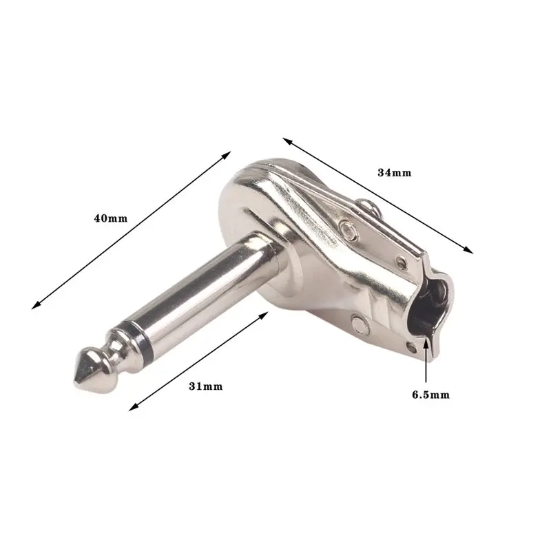 【TRAVEL ESSENTIAL】40Pcs 90Degree Right Angle 6.35 Mm Mono 2 Pole Jack Plug 6.35Mm Guitar Phono Pancake 1/4 Inch Connector,Silver