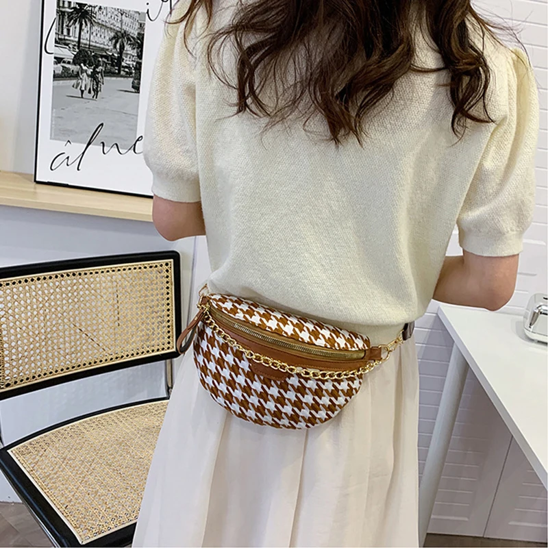 Canvas One Shoulder Waist Bag for Women Chain Crossbody Handbags Designer Brand Fanny Pack Female Shopper Messenger Chest Purses