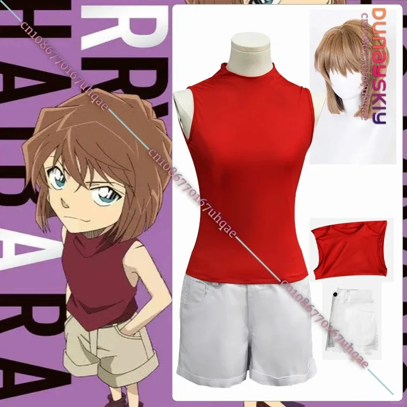 

Anime Detective Conan Cosplay Costume Miyano Shiho Role-playing Party Uniform Full Set WIG Top Shorts Haibara Ai Cos Suit