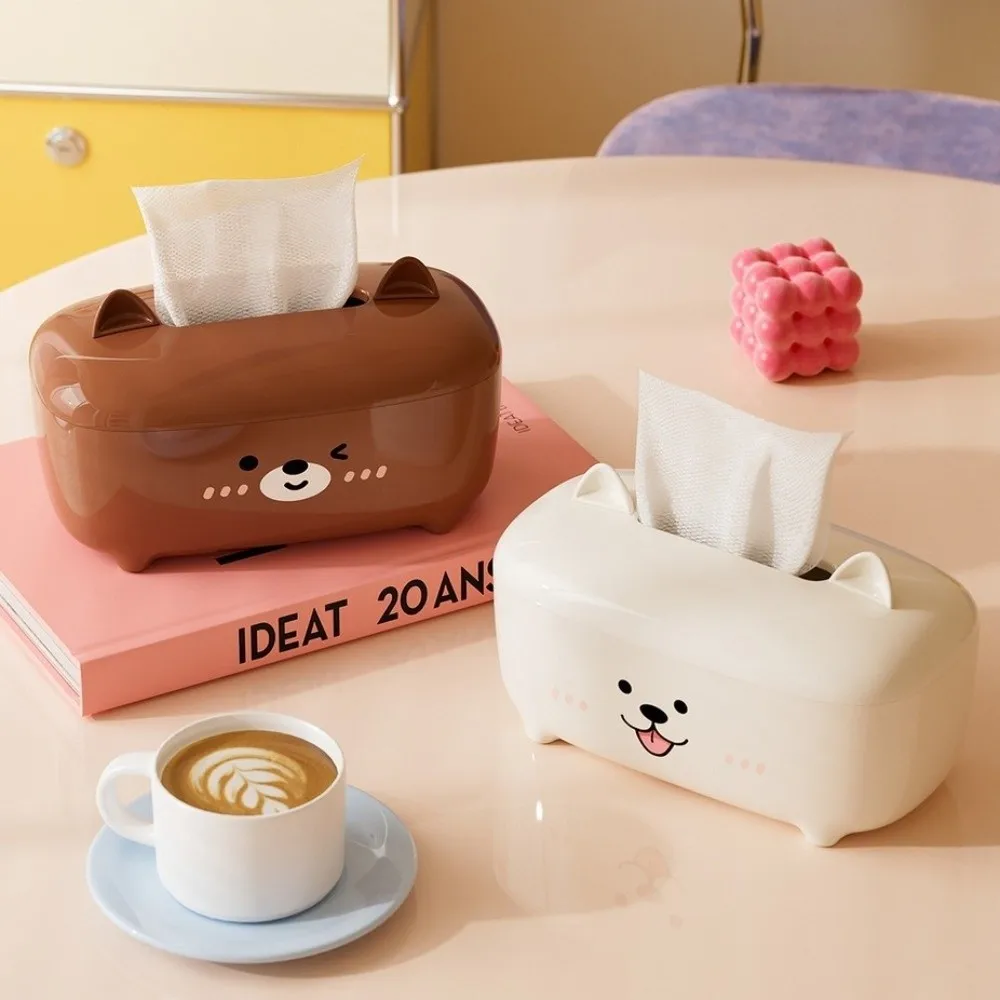 Cartoon Animal Tissue Box Non-Slip Base Large Capacity Paper Towel Holder Smooth Surface Space Saving Napkin Container