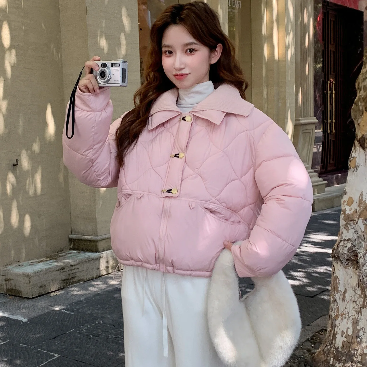 Short Coats Parkas Women Jackets Turn Down Collar Thick Warm Y2k Streetwear Elegant Jacket Work Coat Autumn Winter 2025