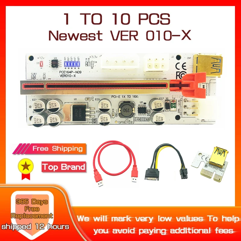 

1-10 шт. PCIE Riser 010 USB 3,0 PCI-E Riser 010X PCI Express кабель Riser для видеокарты X16 Extender для майнинга биткоинов BTC