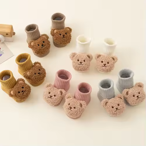 Cute Cartoon Bear Baby Socks for Boy Girl Winter Soft Cotton Anti Slip Soled Newborn Toddler Sock Kids Thicken Socken Warm Socks - Image 2