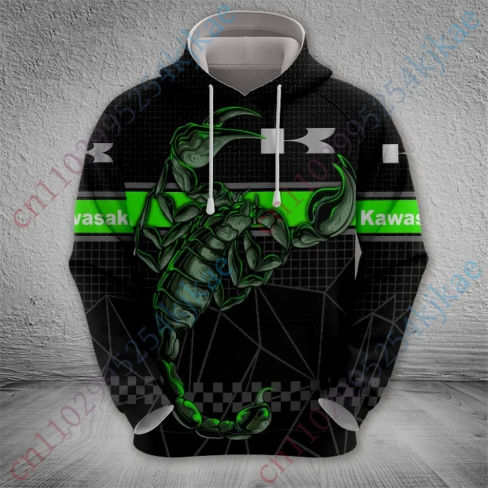 가와사키 후드티 남성용 의류 스포츠 하라주쿠 스트리트웨어 유니섹스 긴 소매 후드 티셔츠 풀오버 애니메이션 3D 프린팅 탑