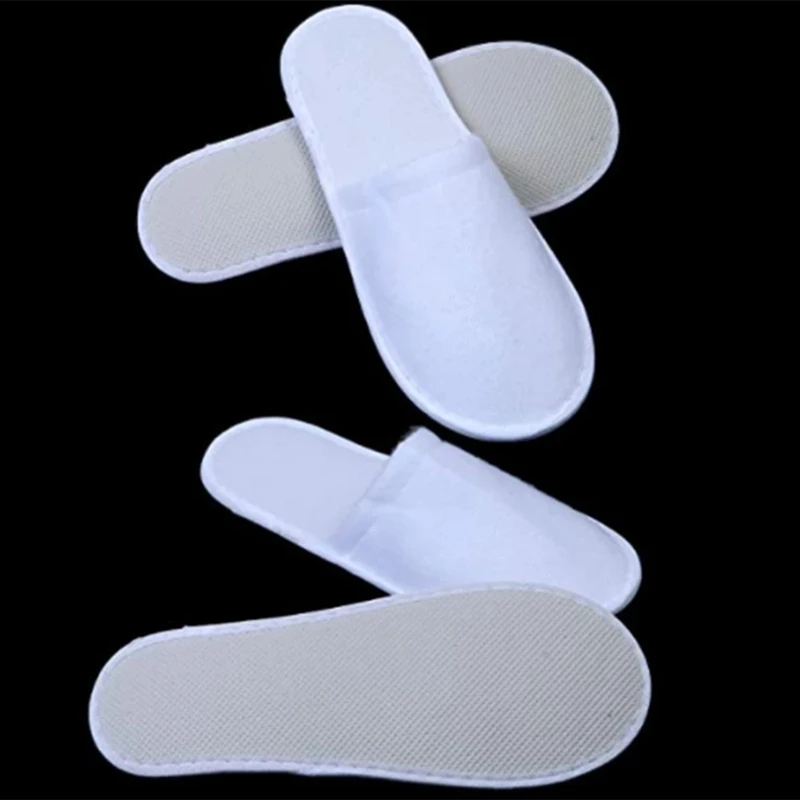 20 paia di pantofole usa e getta a punta chiusa donna uomo pantofole usa e getta antiscivolo in peluche spazzolato ultrasottile per la casa dell'hotel
