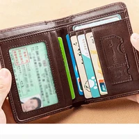 PU Leather RFID Wallet Men Slim Vertical Wallets Black Thin Short ID Credit Card Holder Minimalist Men's Brown Money Bag 4