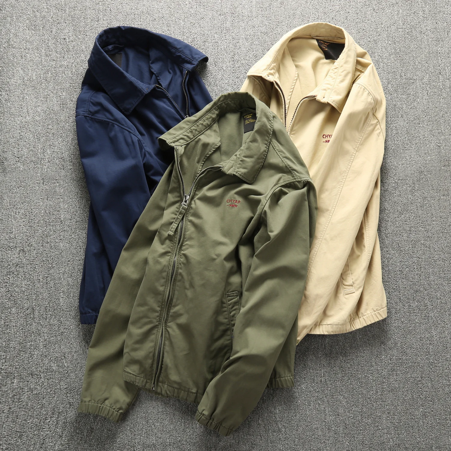 

New Arrival Military Jacket Men Spring Fall Solid Color Lapel Long Sleeve Coat 100% Cotton Breathable Windbreaker