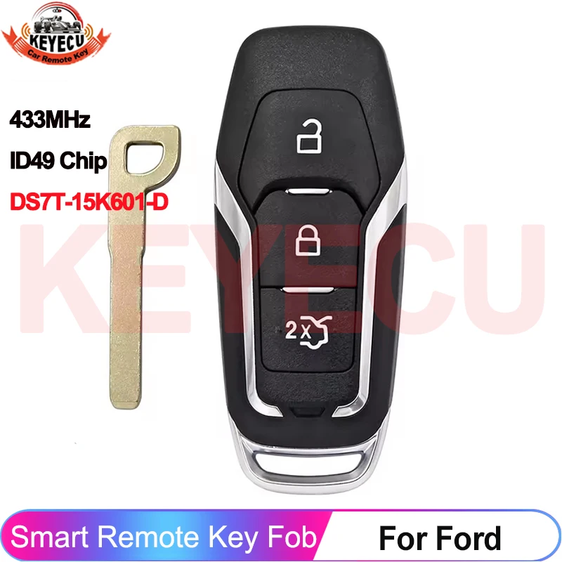 

Smart DS7T-15K601-D 433 МГц ID49 чип для Ford Mondeo Edge S-Max Galaxy 2014 2015 2016 2017 2018 3 кнопки дистанционного управления автомобильным ключом