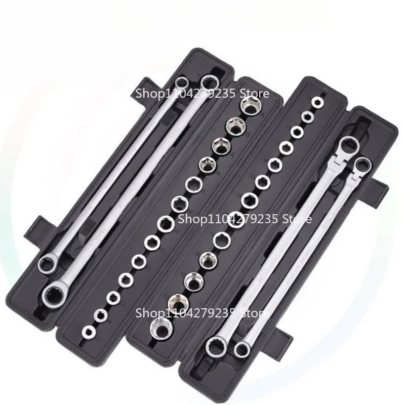 For Wrench Set Multi-specification  Sleeve Combination Fast Movable Head Plastic Box Dual-purpose