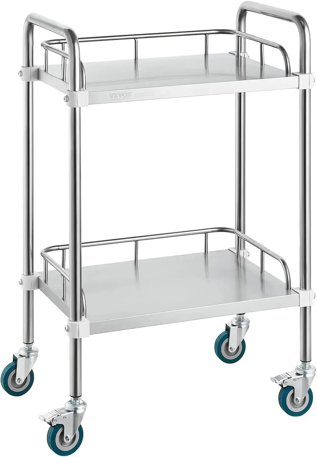 

Lab Rolling Cart, 2-Shelf Stainless Steel Rolling Cart, Lab Serving Cart with Swivel Casters