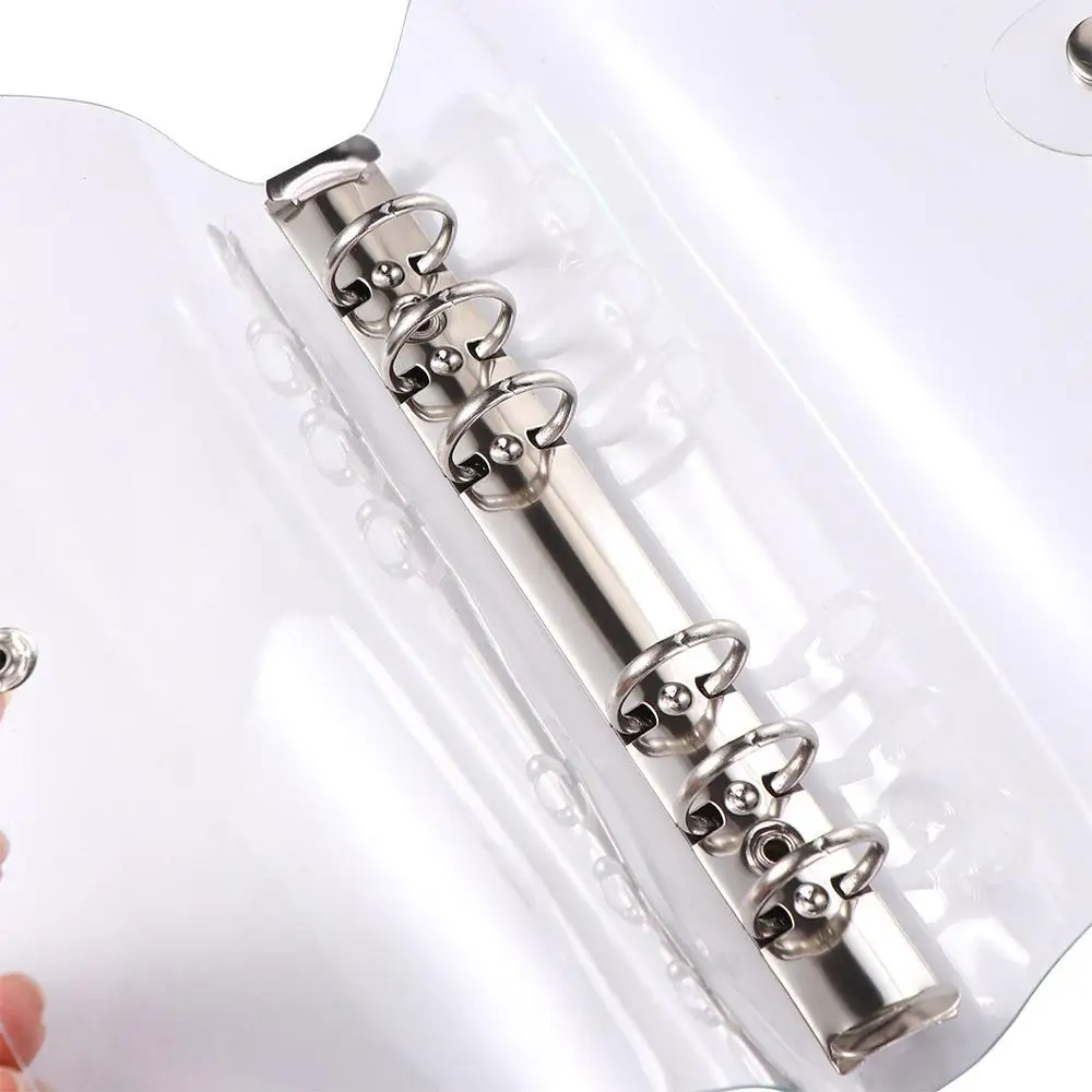 Button Closure Card Storage Diary Spiral PVC Notebook Cover Loose Leaf Folder Notebook Ring Binder Cover School Office Supplies
