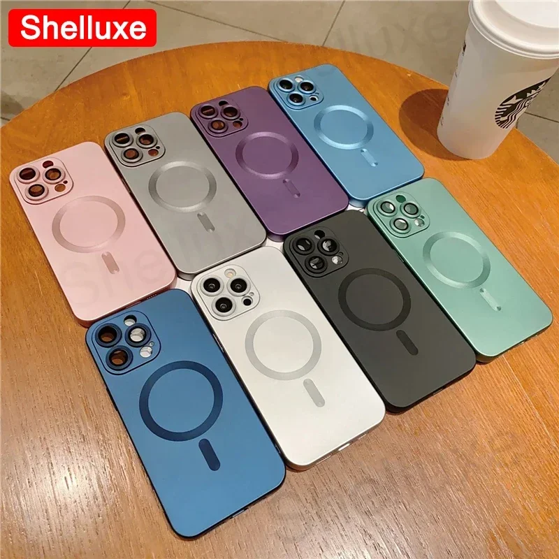 Shelluxe Soft Phone Case For iPhone 16 15 14 13 12 11 Pro Max iPhone16 Plus Magsafe Wireless Charge Glass Lens Protection Cover