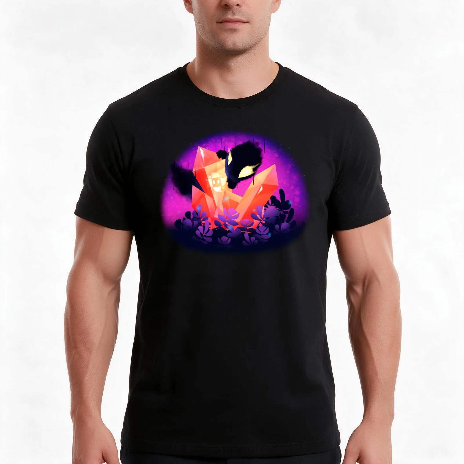 Shadow Critter With Crystals - Boxsun T-Shirt, Summer Casual Cotton Tee, Oversized Streetwear Tops, Vintage Graphic Print