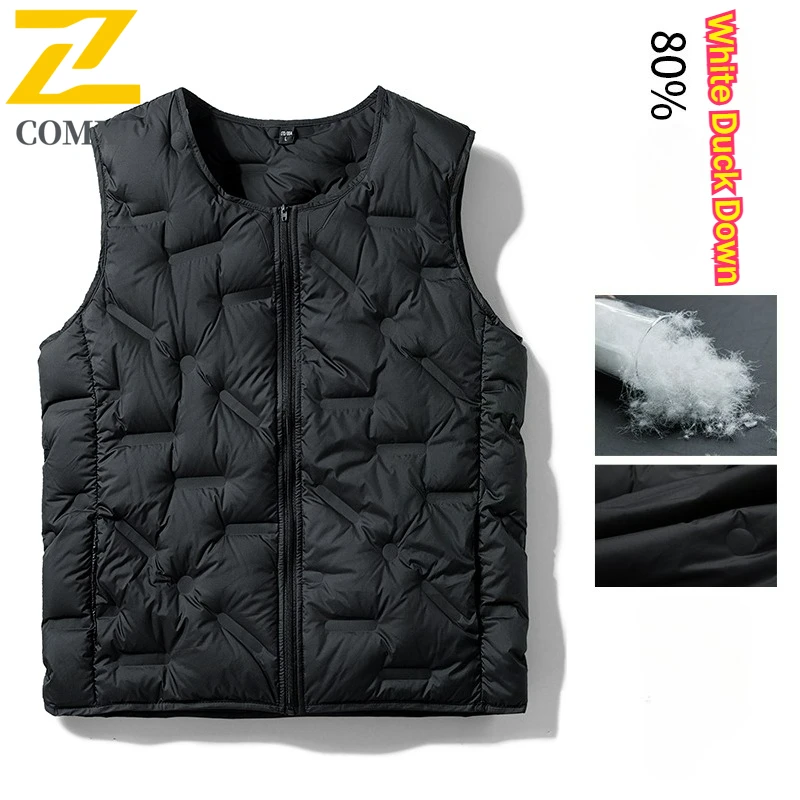 

COMXZ 2025 New Down Vest Fashion Stand Collar Outdoor Travel Thickened Warm Jacket High Quality Comfort Ultra Light Winter Vest