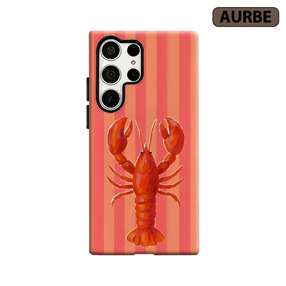 Striped Crayfish Phone Case For Samsung Galaxy S26 S25 S24 S23 Ultra Plus HD Hard Double Layer Film Cover