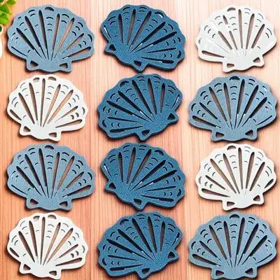 

12Pcs Scallop Decor Rustic Wooden Marine Style Decorative Pieces for Home Cafe Wall Beach Coastal Nautical Ocean Room Accent