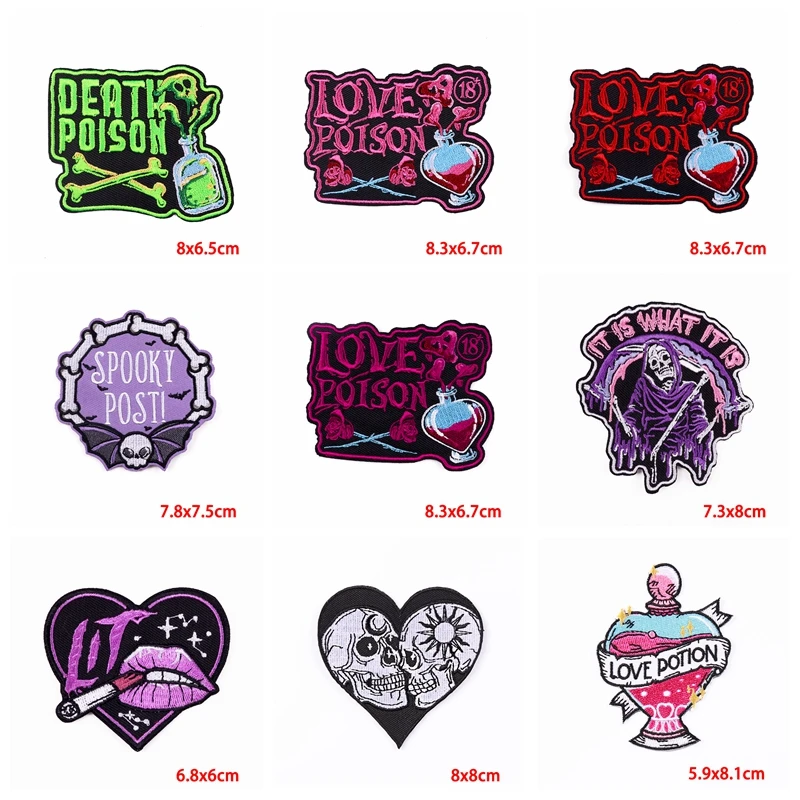 Parches termoadhesivos bordados punk de ojos y calaveras terror - imagen 2
