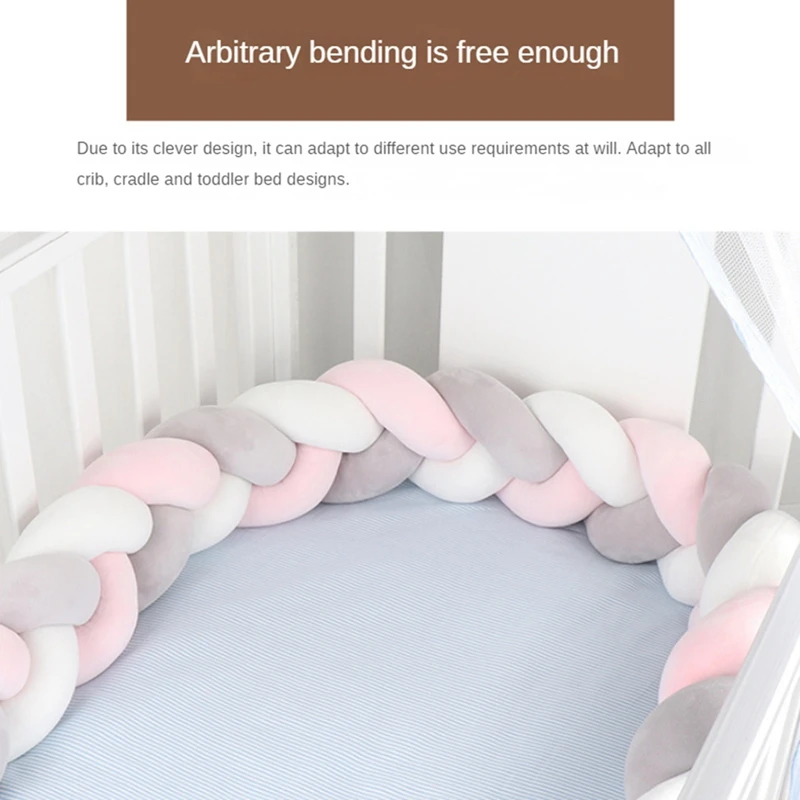 Baby Twisted Bed Surround Plush Children Room Decorative Anti-Collision Strip Softs Cottonrope Bed Hand-Woven Mat 400Cm