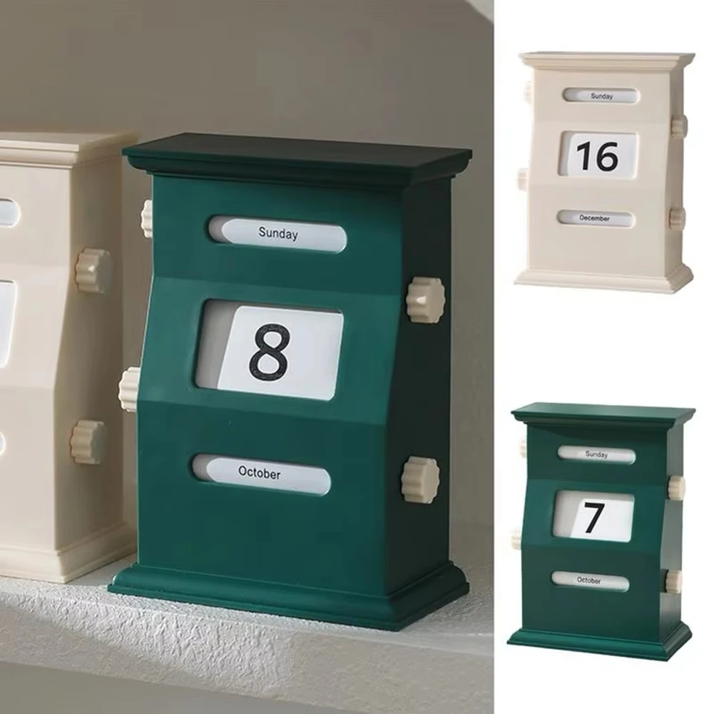 Vendita calda Calendario da tavolo Calendario retrò Blocchi Visualizzazione della data della scrivania Decorazioni da scrivania Decorazioni per il desktop Blocchi di data Verde