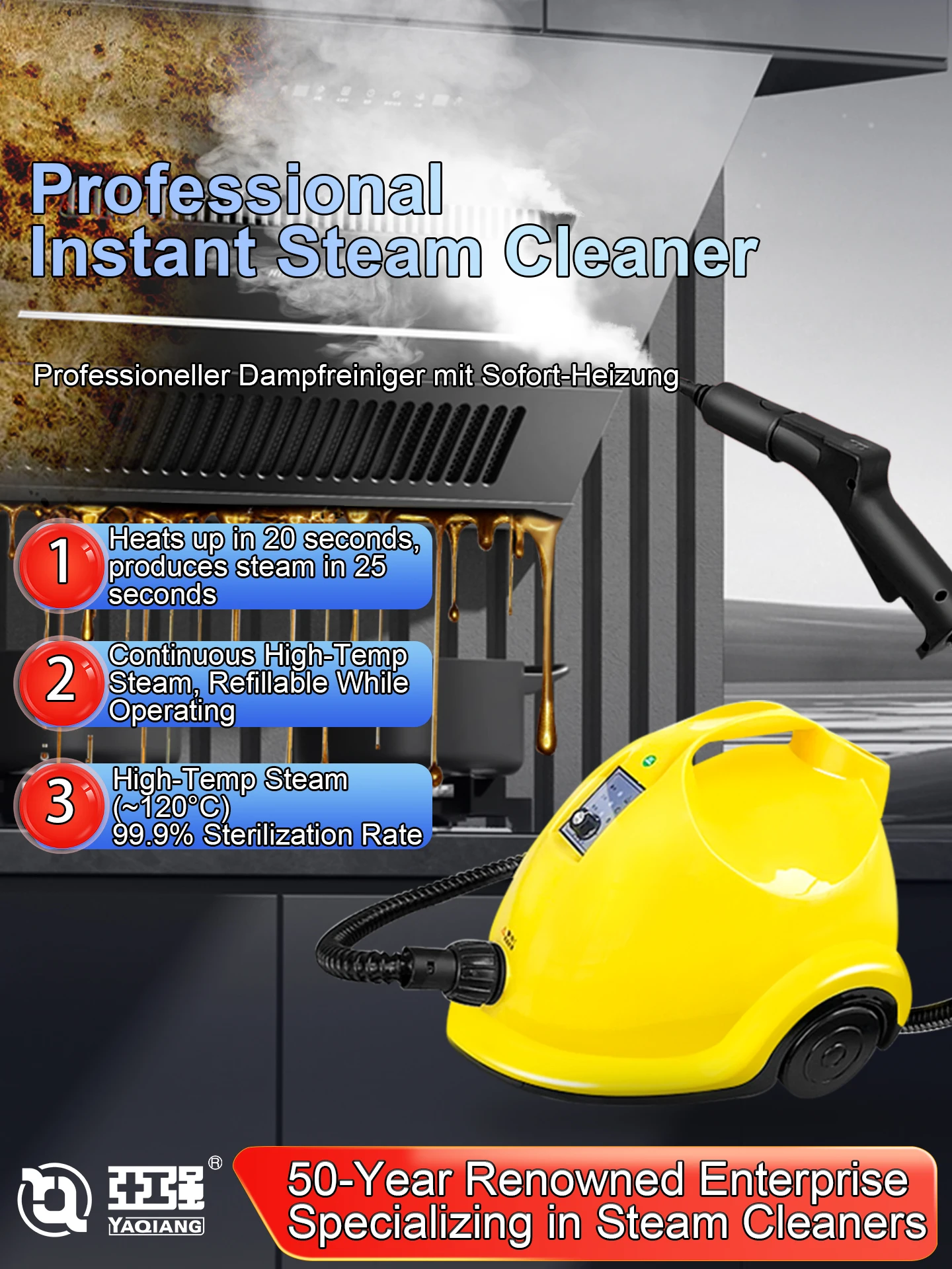 Professional Instant Steam Cleaner Continuous High Temperature Sterilization Air Conditioner Kitchen Car Industrial Grade Steam