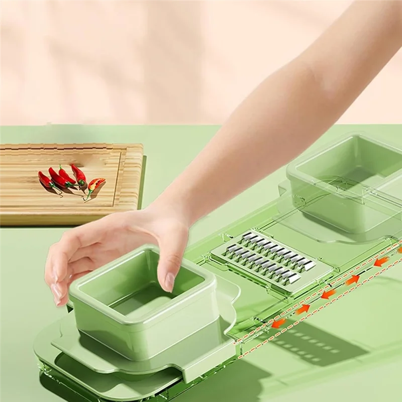 AB47-Vegetable Choppers Multifunctional Food Grater 6 Cutting Tools Round Vegetable Choppers With Container Kitchen Dining