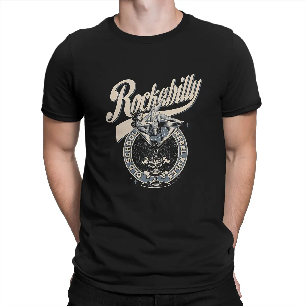 Rock N Roll Man TShirt Rockabilly Rebel Rules Distinctive Polyester T Shirt Graphic Streetwear Hipster