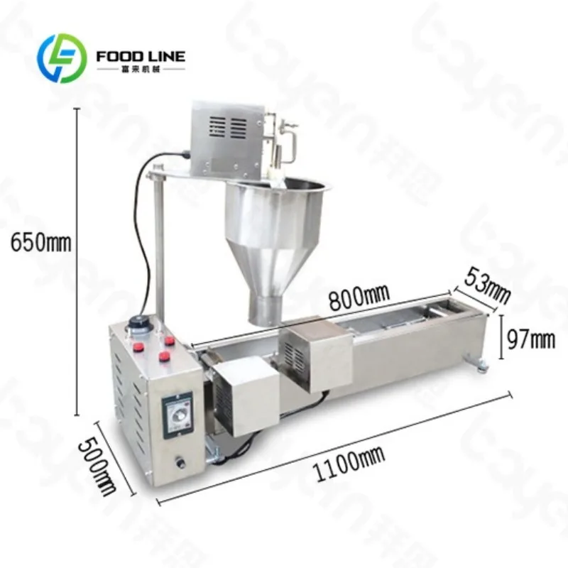 Customized Automatic Donut Making Machine, Commercial Donut Fryer with Hopper & Conveyor, Stainless Steel Donut Molder