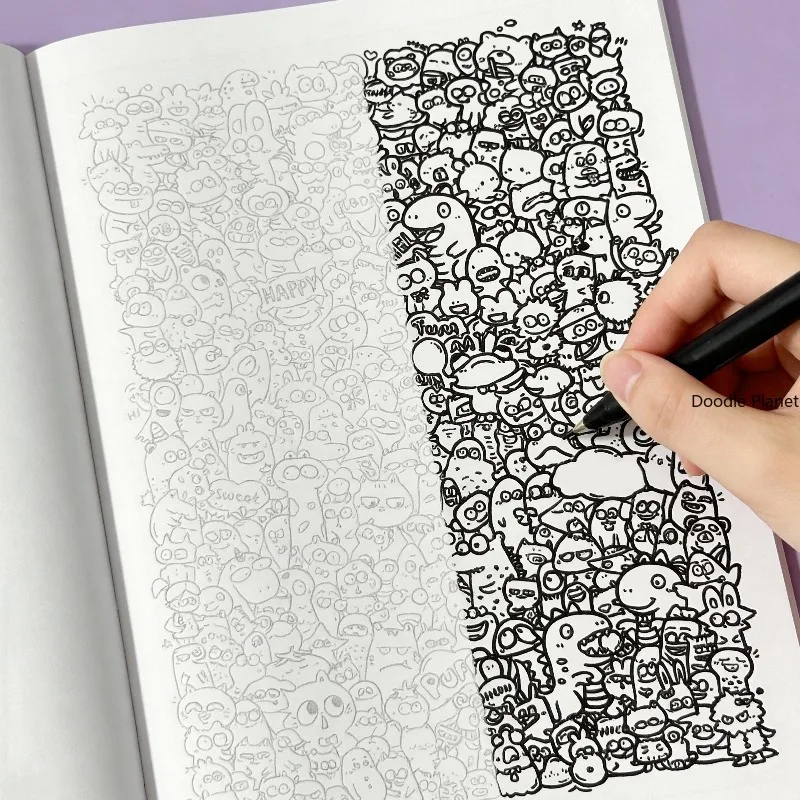 An Adult Decompression Line Drawing, Graffiti Art Book with Monster/funny/character Themes, Creative Coloring Album, 28 Patterns
