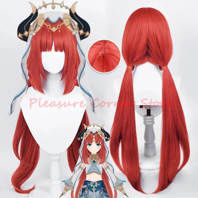 

Genshin Impact Nilou Cosplay Wig 80cm Long Straight Red Wig Cosplay Anime Cosplay Wigs Heat Resistant Synthetic Pre Styled Wigs