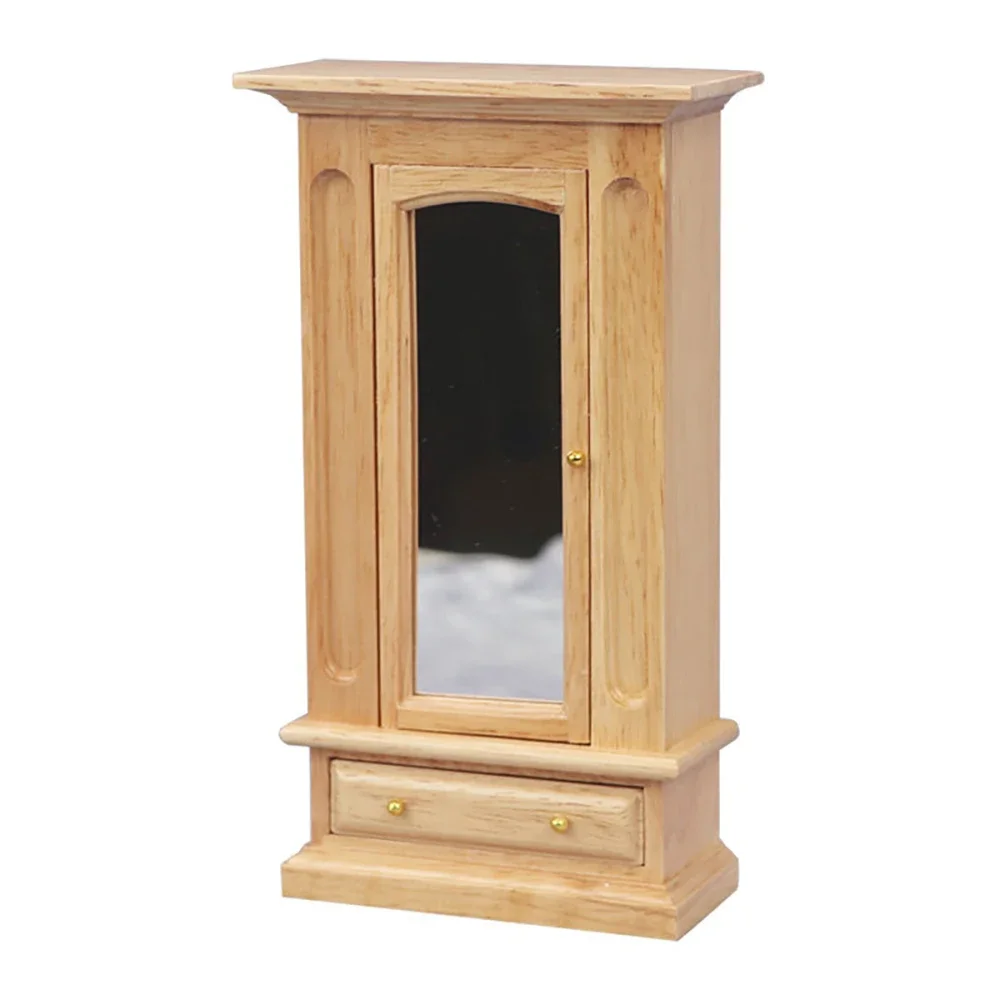 1/12 Dollhouse Miniature Accessories Mini Wardrobe with Drawer Simulation Cabinet Furniture Model for Doll House Decoration ob11