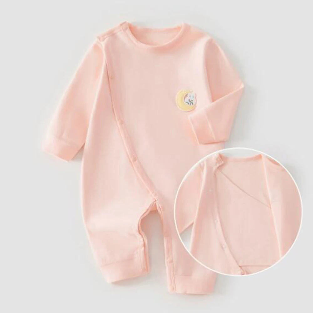 Baby Girl Romper Long Sleeve 100% Combed Cotton Solid Color Newborn Clothes Spring Valentine Infant Boy Jumpsuit
