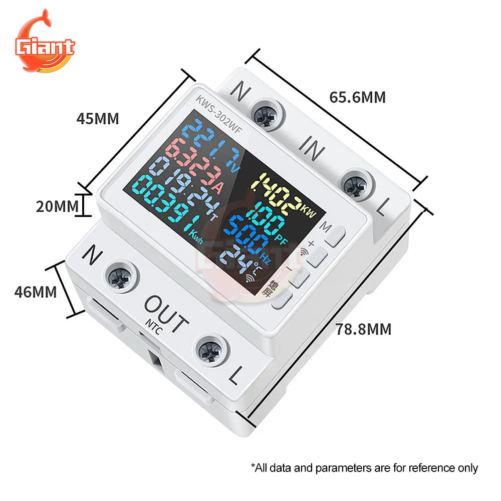 AC170-300V Wifi Slimme Voltmeter Ampèremeter Digitale Power Energie Meter Tester App Afstandsbediening Elektrische Frequentie Factor Meter
