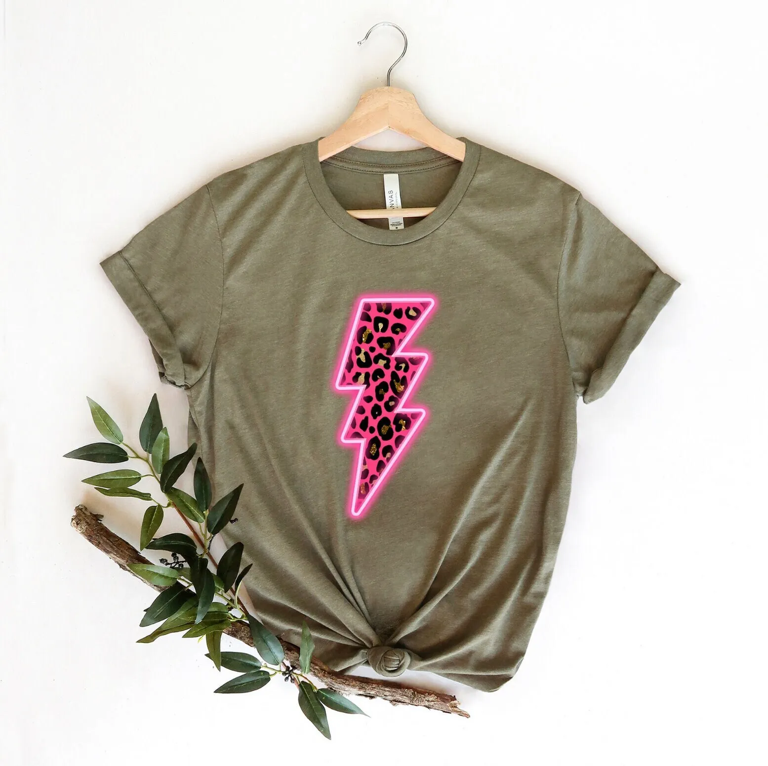 Leopard Lightning Bolt T Shirt Neon Women Power Girl Mom S