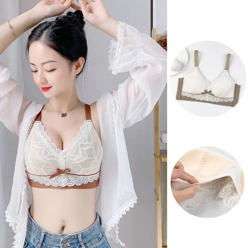 

New underwear women's thin collection of auxiliary breasts anti sagging non steel ring bra large chest small sexy large bra34-46