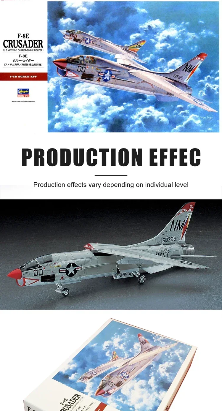 Hasegawa 07225 1/48 لعبة بلاستيكية لتقوم بها بنفسك أطقم منمذجة الأمريكية F-8E الصليبية الناقل الطائرات