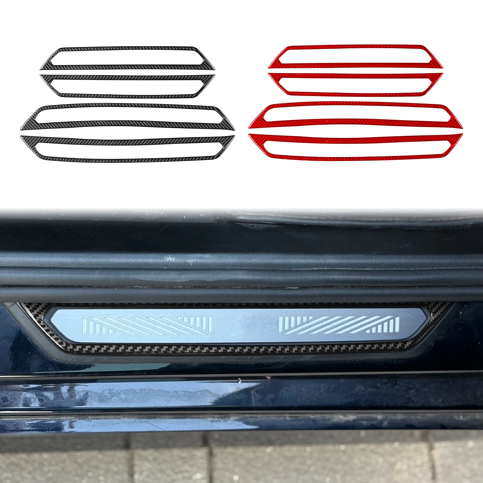 لسيارات BMW 5 Series i5 G60 G68 2024 2025 ألياف الكربون عتبة الداخلي عتبة لوحة غطاء الكسوة اكسسوارات السيارات لاصقة تزيين