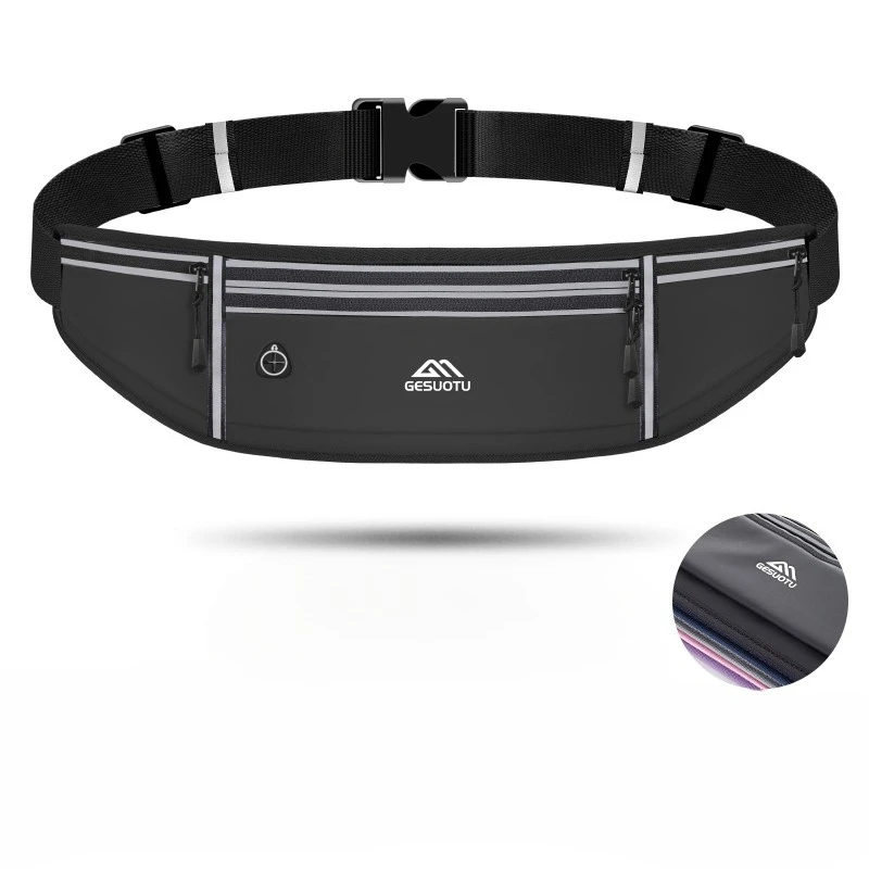Running Belt Slim Waist Pack Fanny Pack Phone Holder Water Resistant Reflective Adjustable Elastic Strap Lightweight Capacity