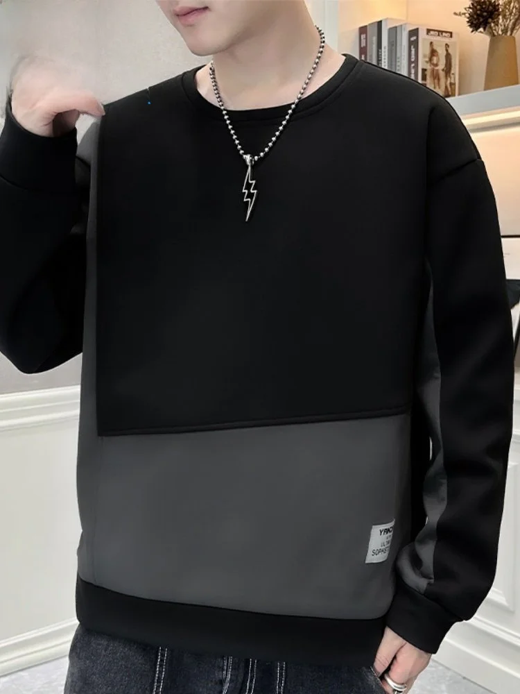 

Paul Splice Color Blo Long Sve round Ne Running Men's Sweatirt Faionable Korean Sle Breathable Base irt