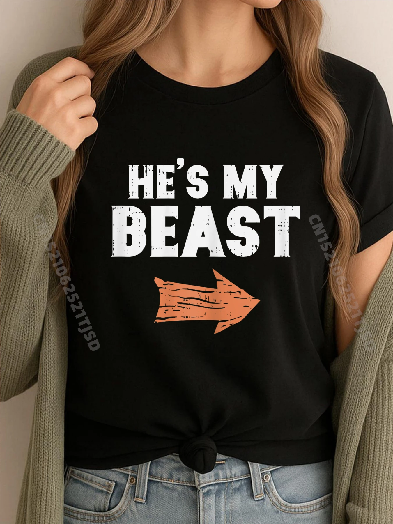 

Он Мой Зверь Одинаковая Пара Хэллоуин Муж Жена Дизайнерская Одежда Женщина Мужская Одежда Досуг