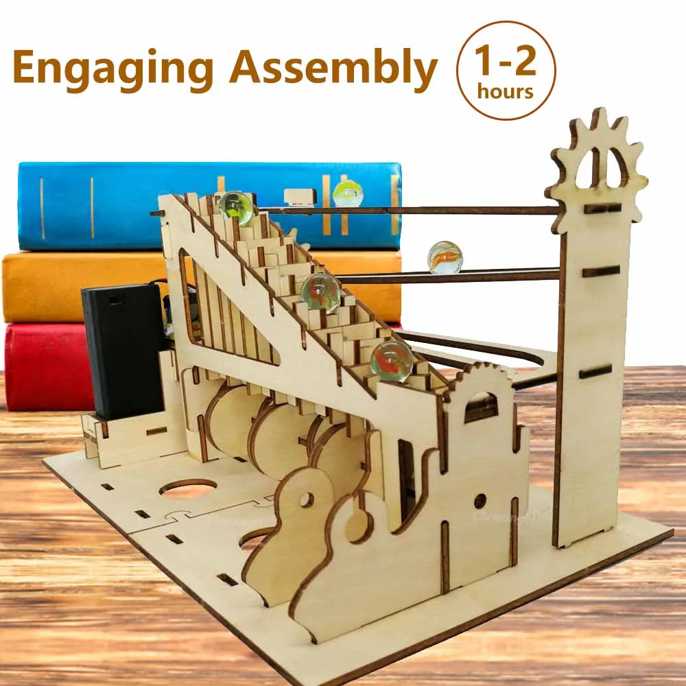 3D Wooden Puzzle Marble Run IY Model Kit Jigsaw Ducational Toys Steam Science Experiments Runs Gift for Kids Adults Teens