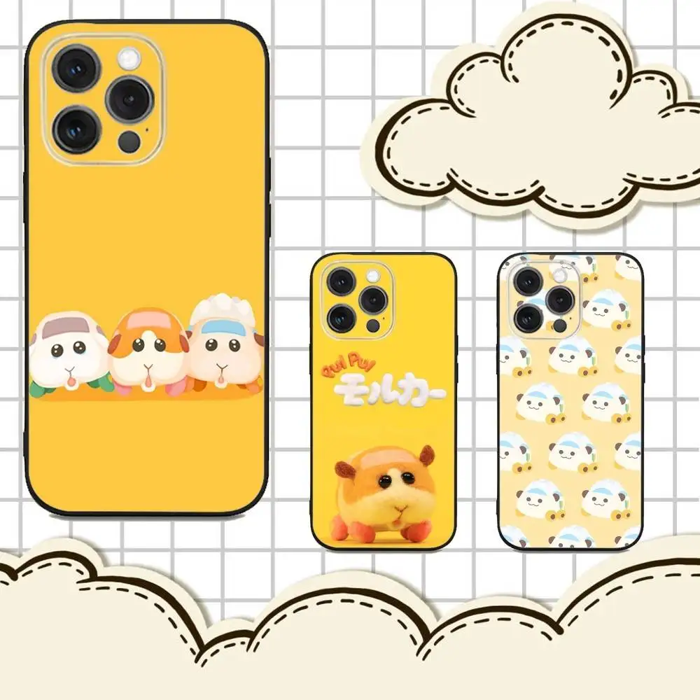 

Cute PUI PUI M-MOLCAR Phone Case For iPhone 16e,16,15,14,13,12,11,Pro,X,XS,Max,XR,Plus,Mini Soft Black Cover