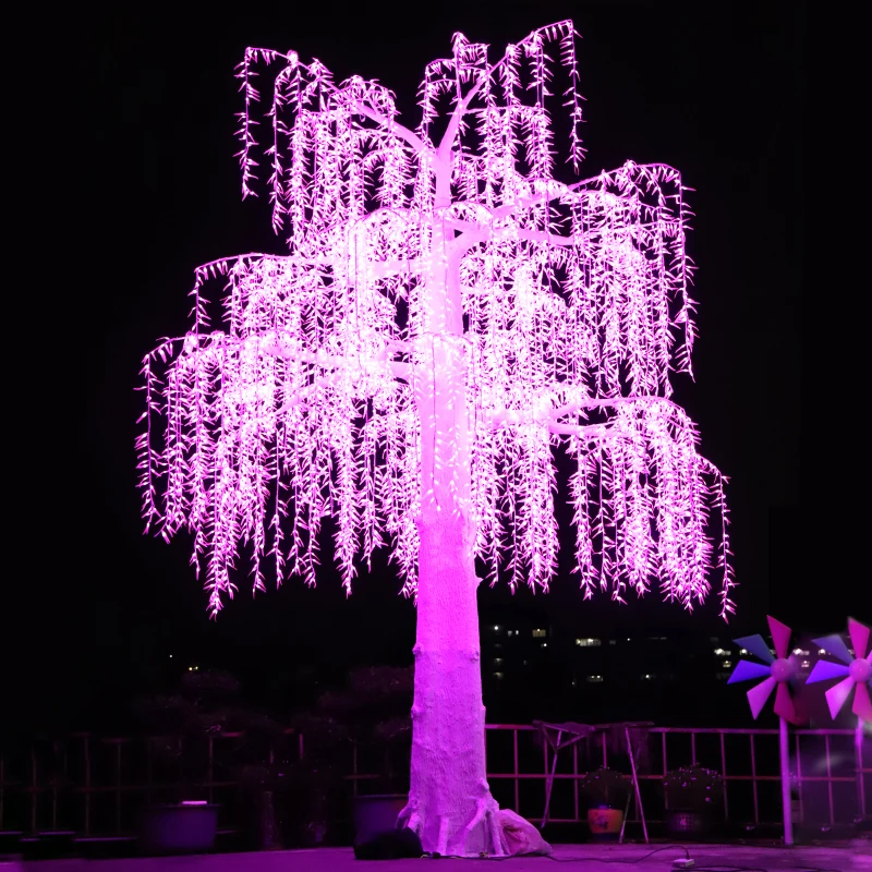 Customizable IP65 LED Artificial Cherry Blossom Willow Tree Light Indoor Outdoor Metal Landscape Decorations for Diwali